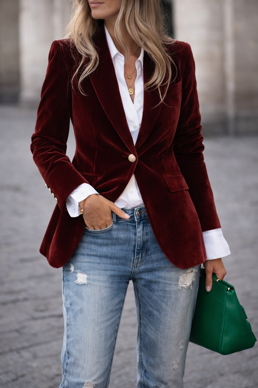 Women's Plush Velvet Evening Blazer with Subtle Sheen