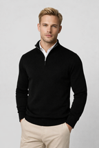 Men's Half Zip Knit Sweater Warm Relaxed Fit Layer