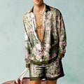 Men's Printed Shirt and Shorts Set Lightweight Silky Look
