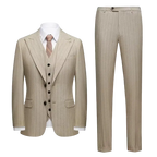 Men's Pinstripe Three Piece Suit Tailored Wedding and Formal