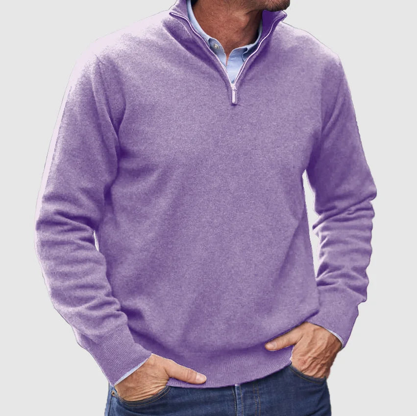 Men's Quarter Zip Sweater Refined Knit Layer for Smart
