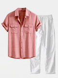 Men's Textured Pocket Shirt Co Ord Linen Blend Straight
