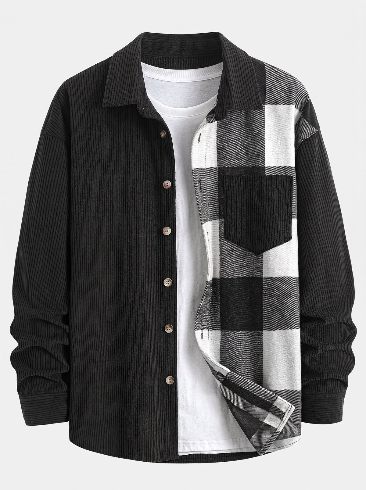 Men's Corduroy Shirt and Cargo Jogger Set Relaxed Autumn