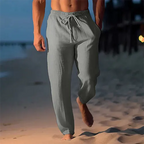 Men's Linen Trousers Textured Pull On Resort Fit
