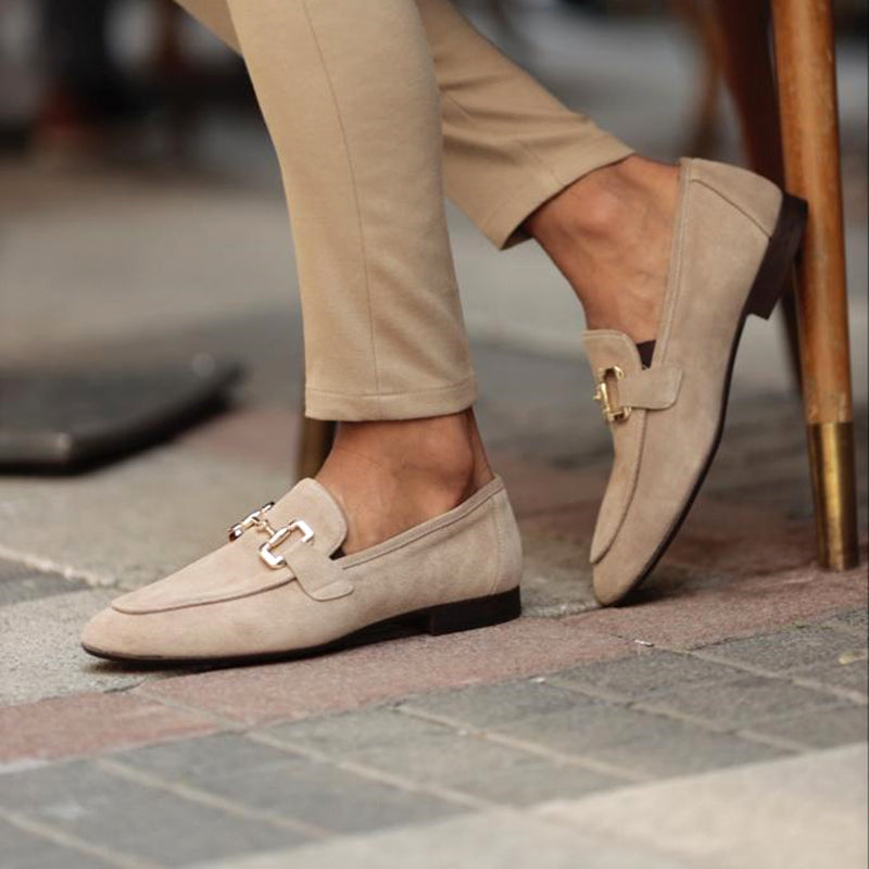 Men's Suede Horsebit Loafers Sleek Slip On Formal Shoes