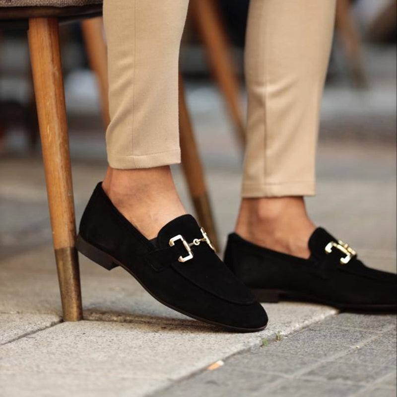 Men's Suede Horsebit Loafers Sleek Slip On Formal Shoes