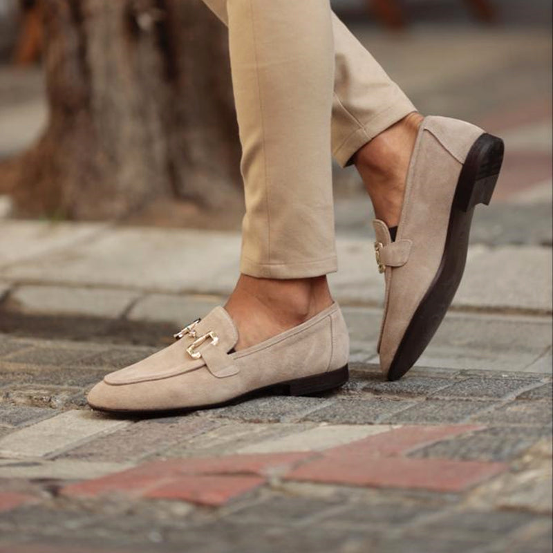 Men's Suede Horsebit Loafers Sleek Slip On Formal Shoes