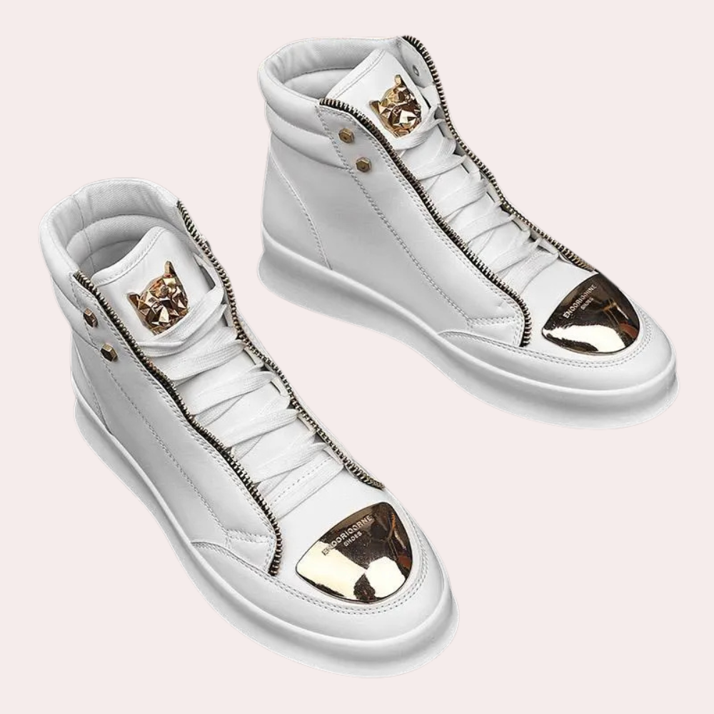 Men's High Top Sneakers Metallic Toe Statement Streetwear Trainers