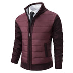 Men's Quilted Front Knit Jacket Regular Fit Zip Up