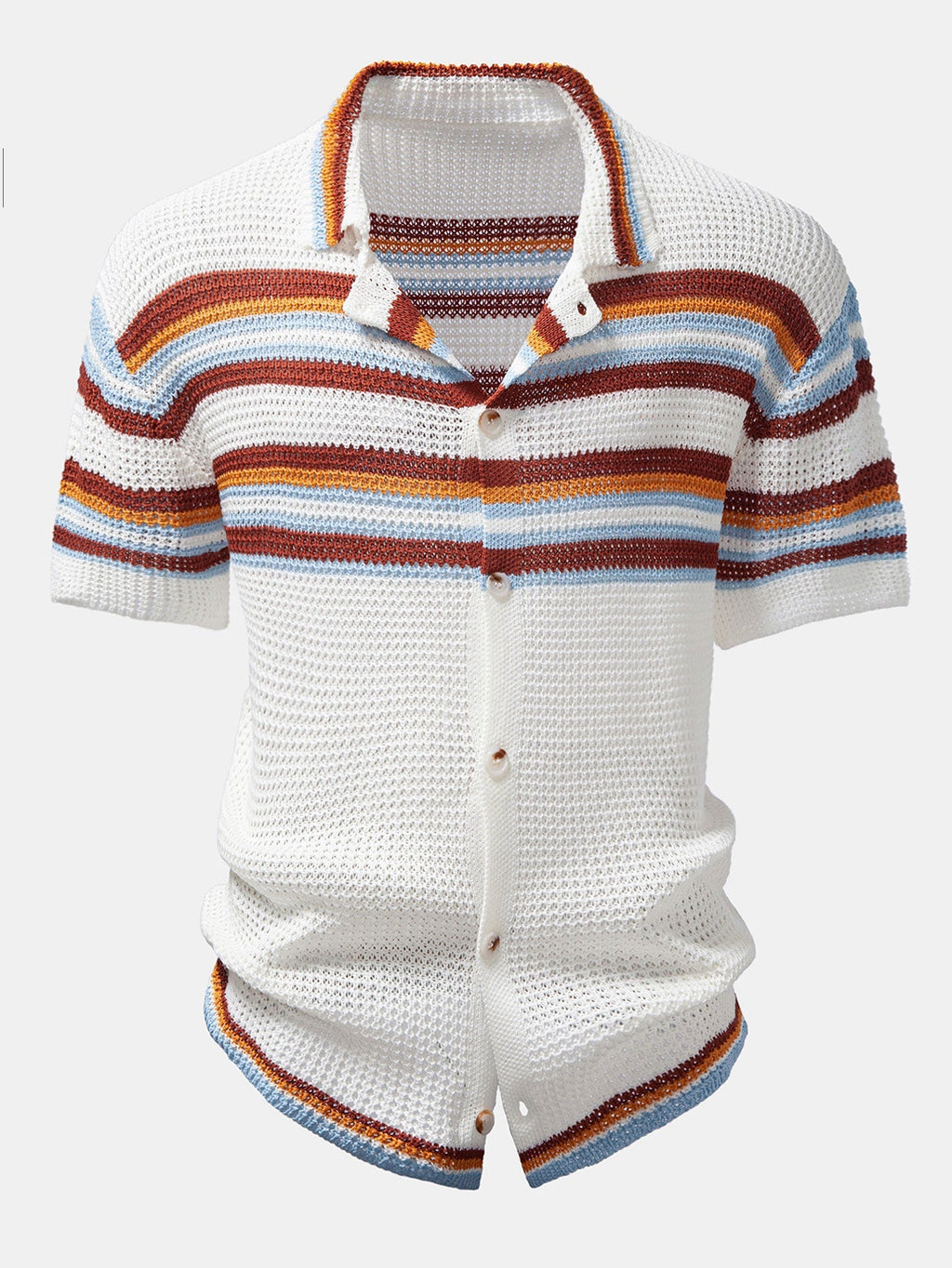 Men's Open Knit Button Shirt with Linen Blend Trousers