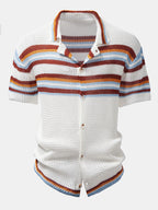 Men's Open Knit Button Shirt with Linen Blend Trousers