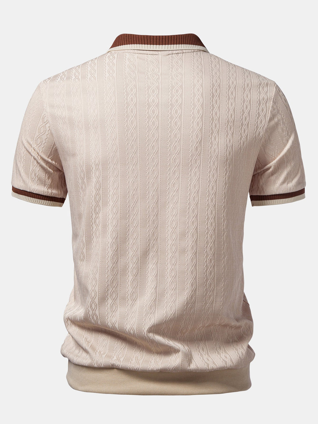 Men's Textured Knit Polo Quarter Zip Tailored Fit