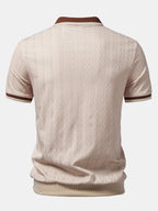 Men's Textured Knit Polo Quarter Zip Tailored Fit