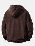 Men's Ribbed Corduroy Tracksuit Relaxed Hoodie and Tapered Joggers