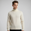 Men's Fine Knit Turtleneck Sweater with Ribbed Finish