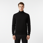 Men's Fine Knit Turtleneck Sweater with Ribbed Finish