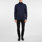 Men's Fine Knit Turtleneck Sweater with Ribbed Finish