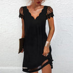 Women's Lace Sleeve Mini Dress – Elegant Summer