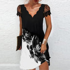 Women's Lace Sleeve Mini Dress – Elegant Summer