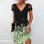 Women's Lace Sleeve Mini Dress – Elegant Summer