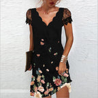 Women's Lace Sleeve Mini Dress – Elegant Summer