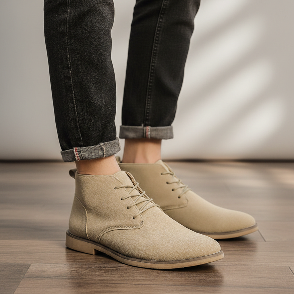 Men's PU Nubuck Chukka Boots Smart Lace Up Footwear