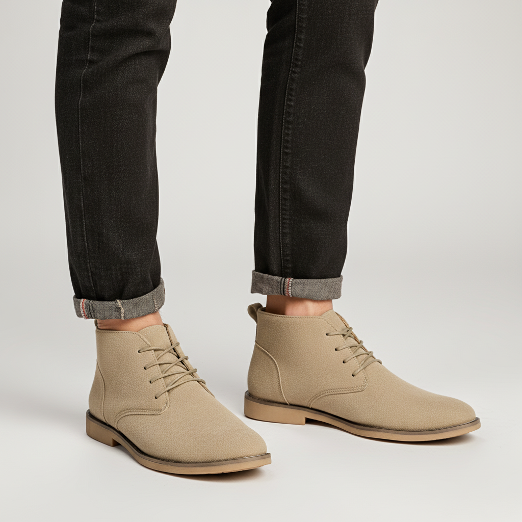 Men's PU Nubuck Chukka Boots Smart Lace Up Footwear