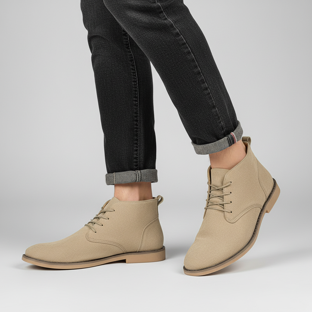 Men's PU Nubuck Chukka Boots Smart Lace Up Footwear