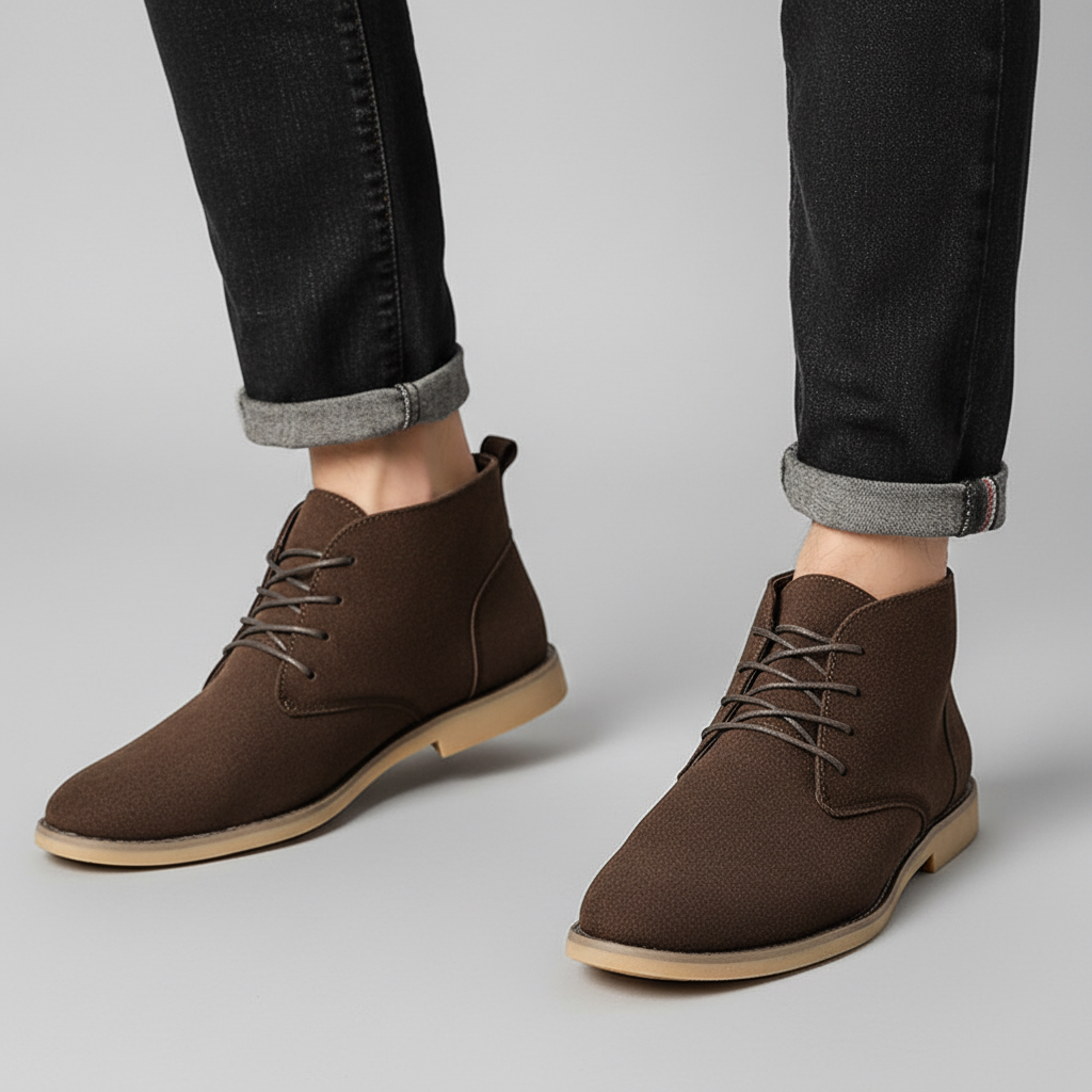 Men's PU Nubuck Chukka Boots Smart Lace Up Footwear