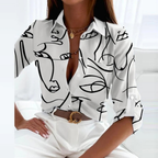 Women's Printed Satin-Look Shirt Blouse – Relaxed Button-Up