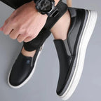 Men's Lightweight Leather Slip On Everyday Comfort Trainers