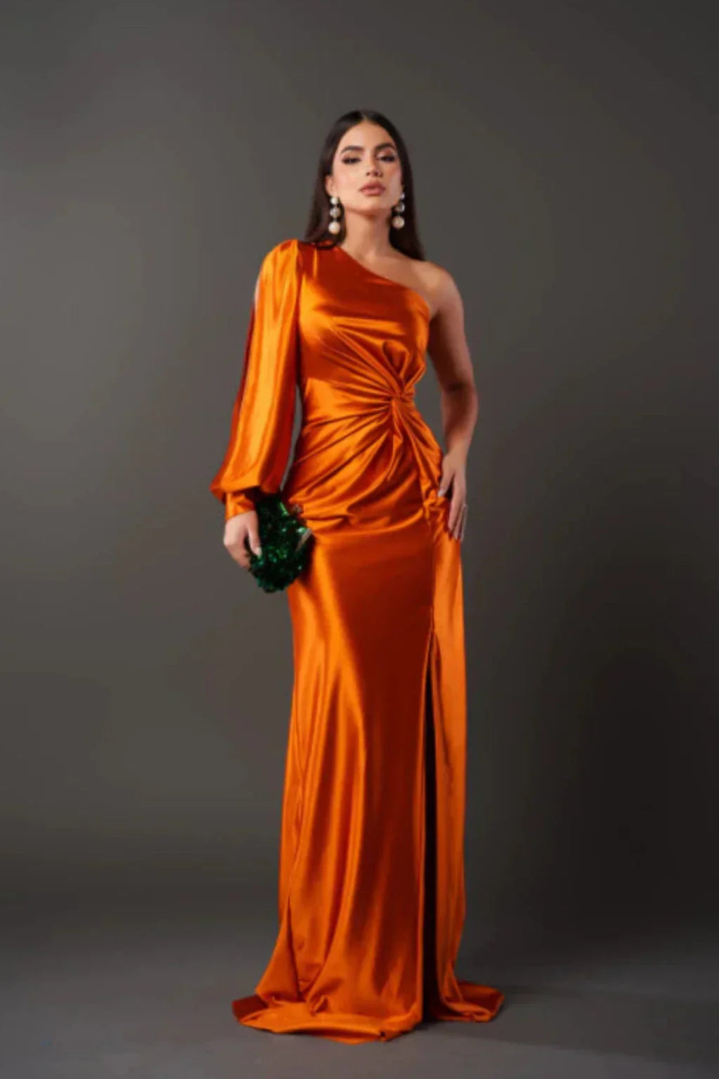 Women's One Shoulder Satin Maxi Dress Elegant Evening