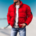 Men's Zip-Front Down Puffer for Everyday Winter Wear - Red