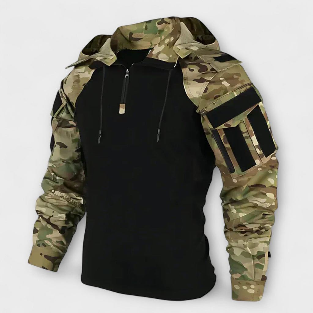 Men's Hooded Tactical Sweatshirt Half Zip Outdoor Layer