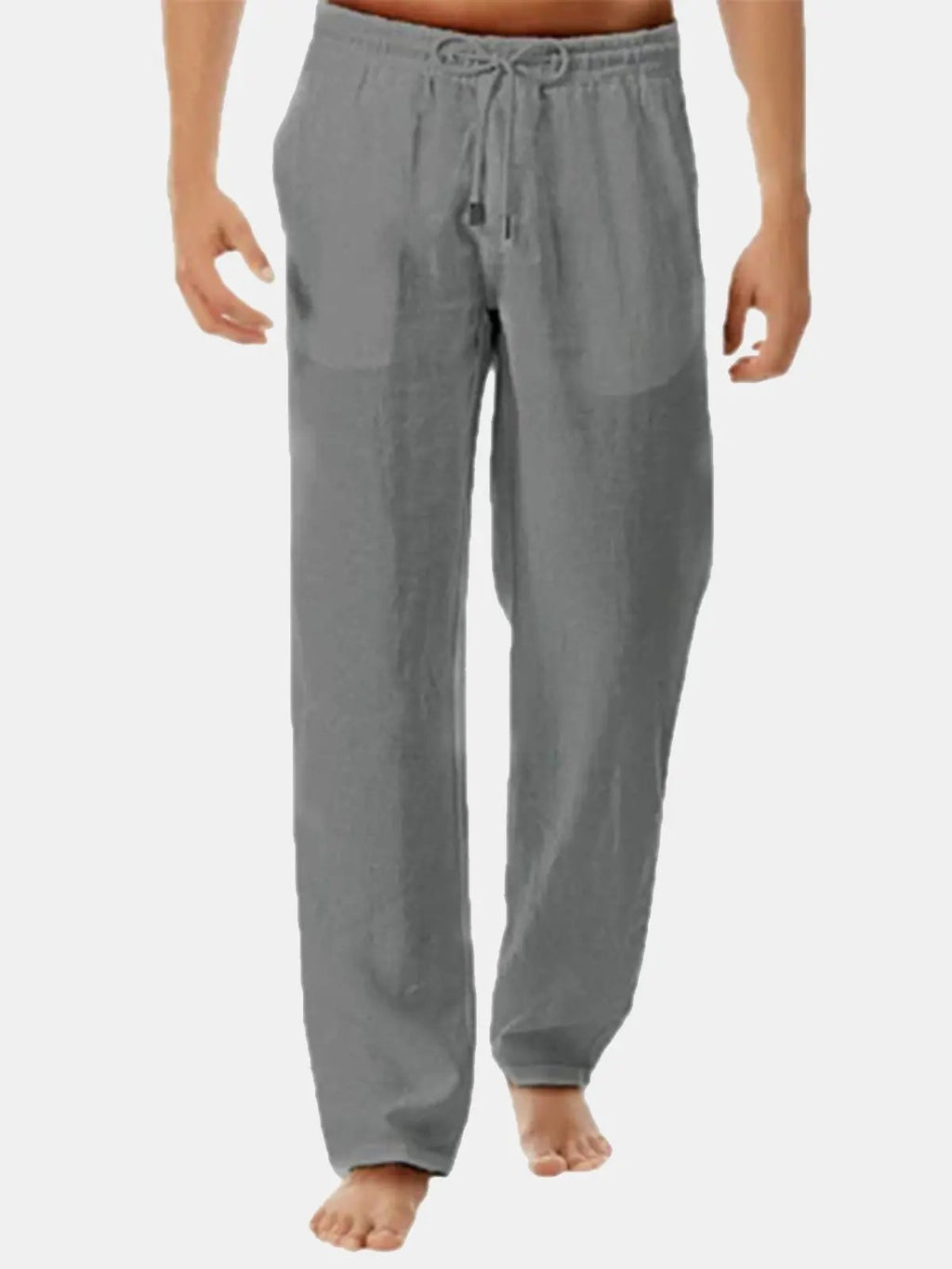 Men's Linen Trousers Drawstring Waist Relaxed Everyday Fit