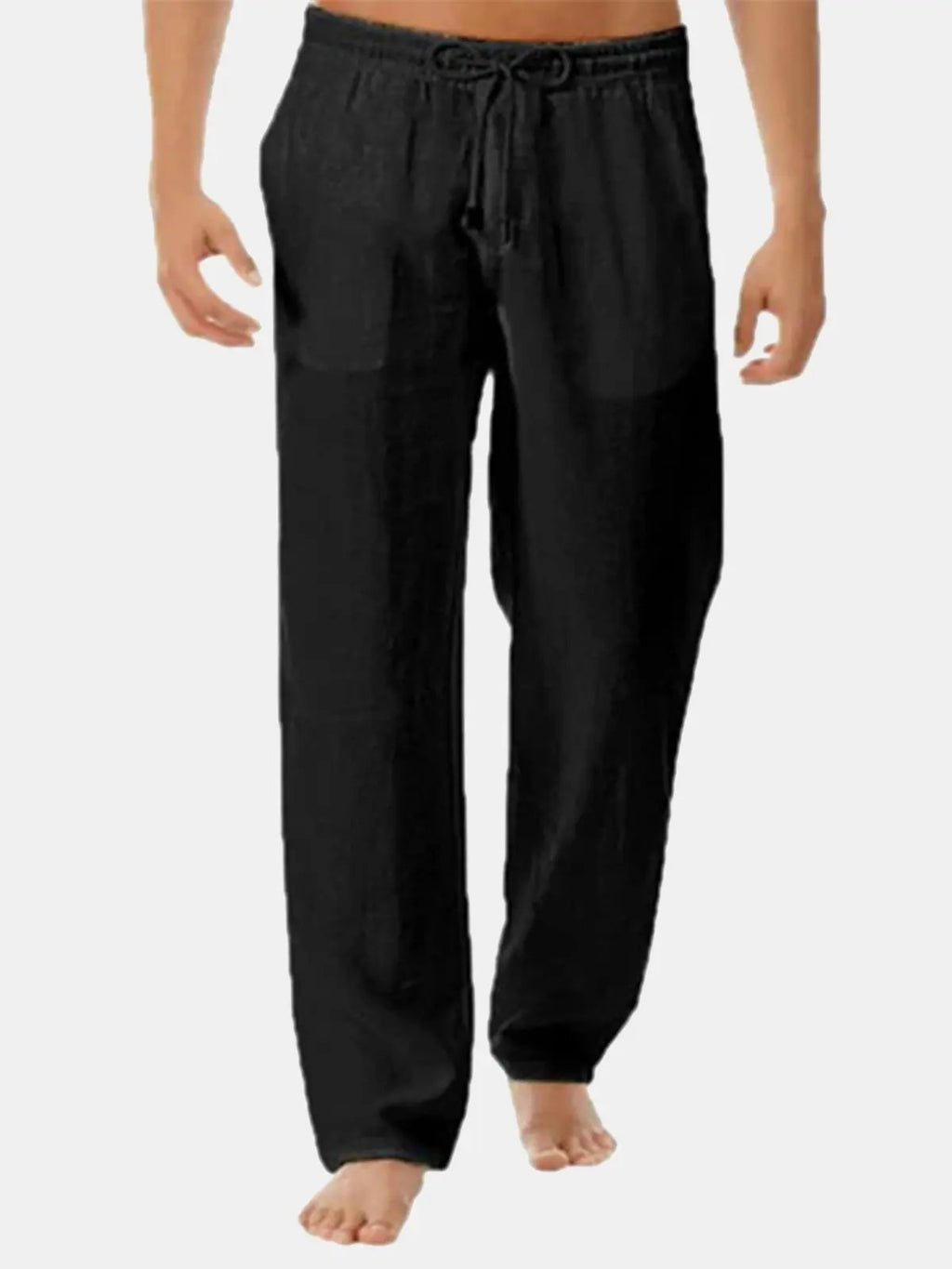 Men's Linen Trousers Drawstring Waist Relaxed Everyday Fit
