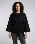 Women's Belted Wool-Blend Cape Jacket – High-Collar Winter