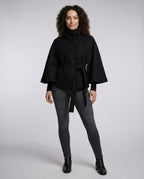 Women's Belted Wool-Blend Cape Jacket – High-Collar Winter