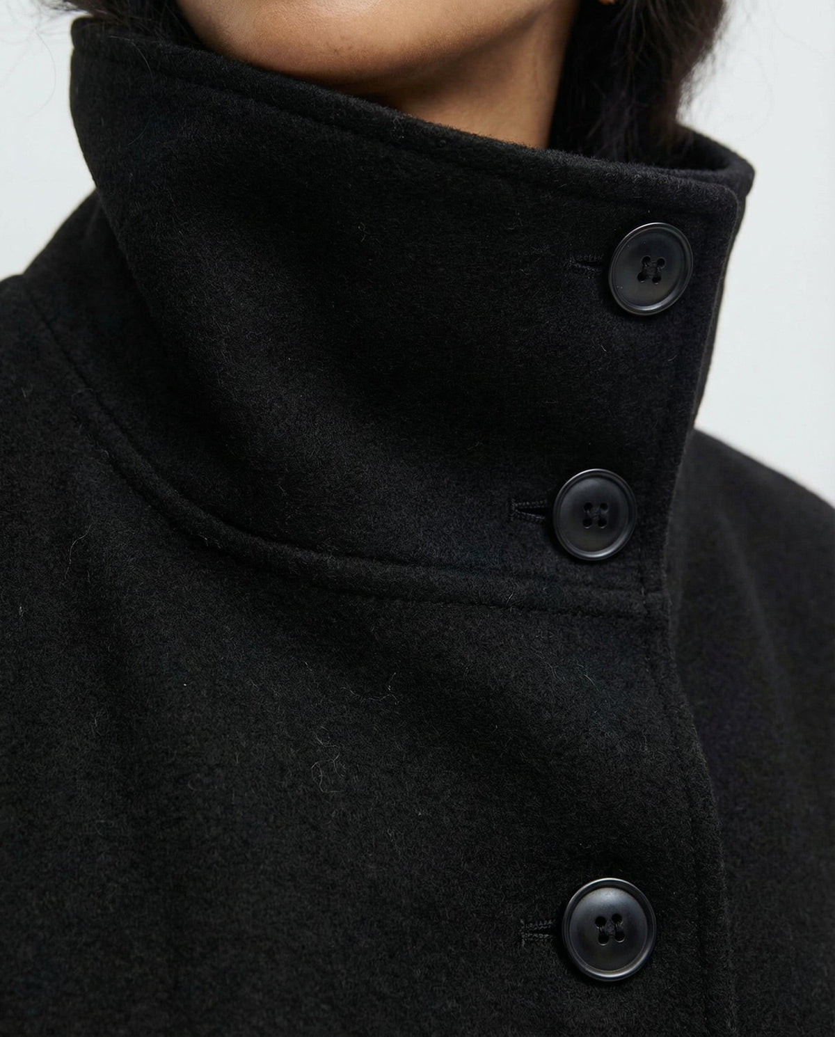 Women's Belted Wool-Blend Cape Jacket – High-Collar Winter