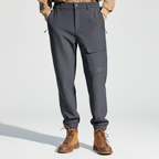 Men's Fleece Lined Softshell Cargo Trousers Waterproof Outdoor Pants