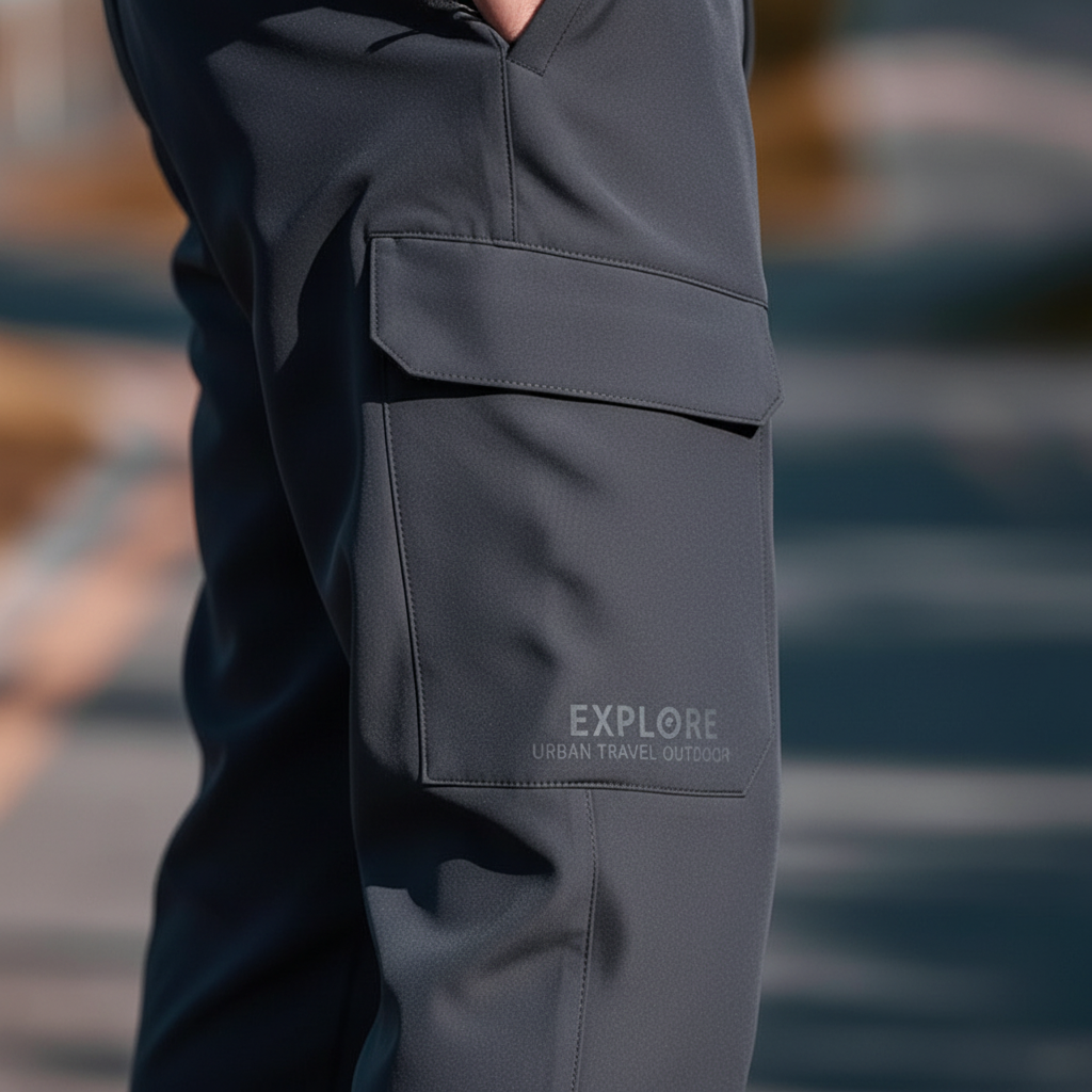 Men's Fleece Lined Softshell Cargo Trousers Waterproof Outdoor Pants