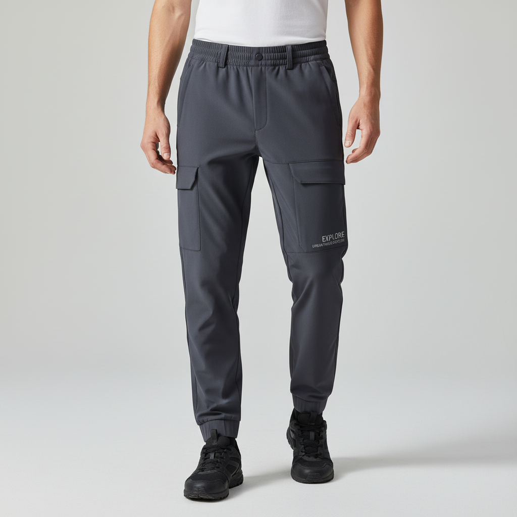 Men's Fleece Lined Softshell Cargo Trousers Waterproof Outdoor Pants