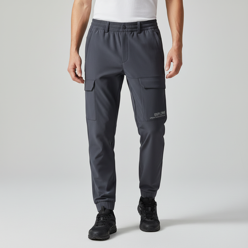 Men's Fleece Lined Softshell Cargo Trousers Waterproof Outdoor Pants