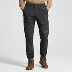 Men's Fleece Lined Softshell Cargo Trousers Waterproof Outdoor Pants