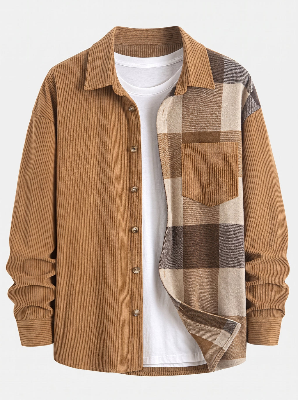Men's Corduroy Shirt and Cargo Jogger Set Relaxed Autumn