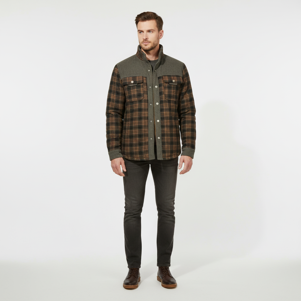Men's Fleece Lined Flannel Jacket Warm Casual Layer