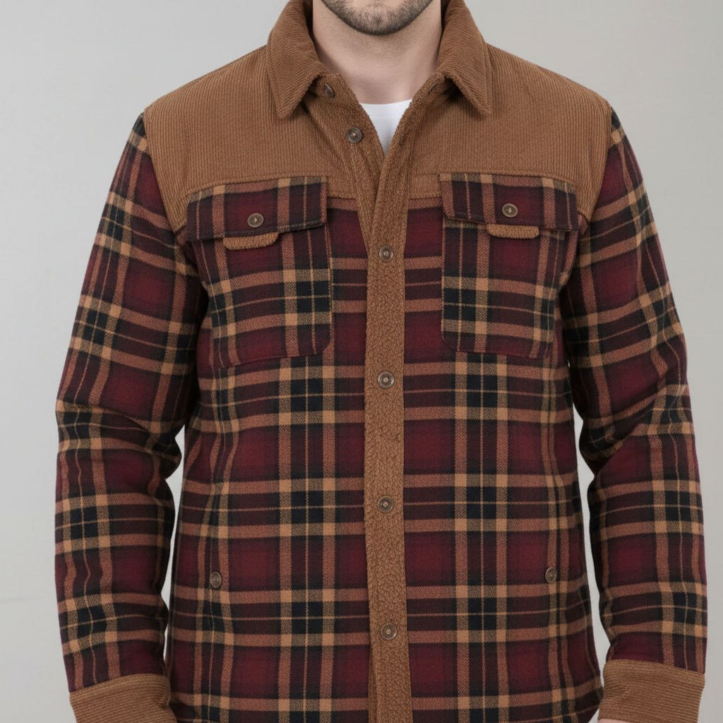 Men's Fleece Lined Flannel Jacket Warm Casual Layer