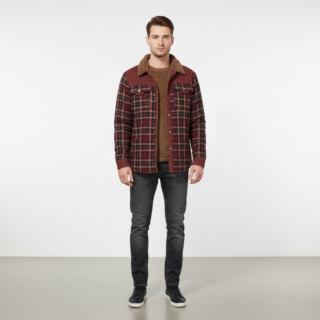 Men's Fleece Lined Flannel Jacket Warm Casual Layer