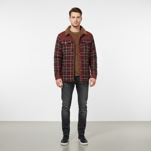 Men's Fleece Lined Flannel Jacket Warm Casual Layer
