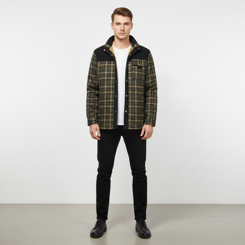 Men's Fleece Lined Flannel Jacket Warm Casual Layer